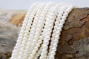 Freshwater Pearls Polished White 5.5mm Round - 2mm Large Hole