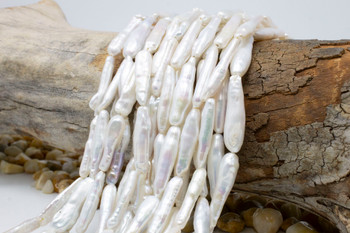 Freshwater Pearls White Polished 24-26x5mm Skinny Stick