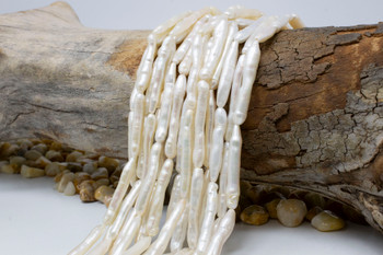 Freshwater Pearls Ivory Polished 32x5mm Skinny Stick
