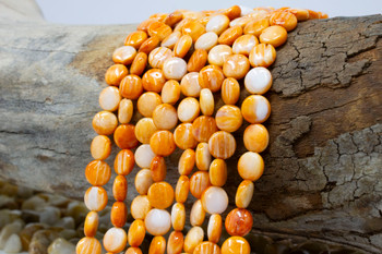 Spiny Oyster Polished 8mm Orange Puffy Coin
