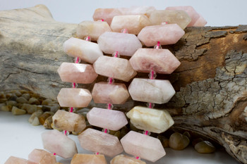 Madagascar Rose Quartz Polished Approx. 14x34mm Center Drilled Point