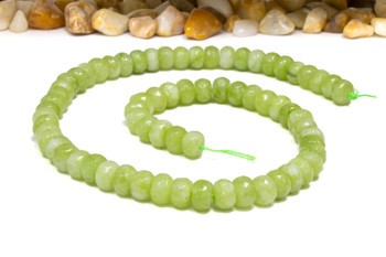 Jade Polished 5x8mm Faceted Rondelle - Dyed Lime