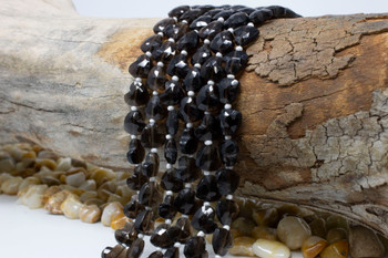 Smoky Quartz Polished 9mm Faceted Heart - Diagonal Drilled