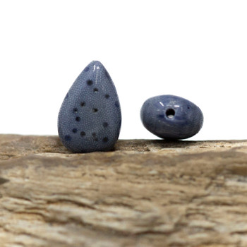 Natural Blue Coral 12x8mm Center Drill Drop