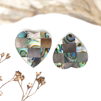 Abalone Polished 20mm Mosaic Heart Bead