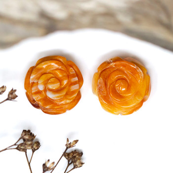 Spiny Oyster Polished 15mm Orange Rose Flower Bead