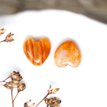 Spiny Oyster Polished 8mm Orange Heart Bead