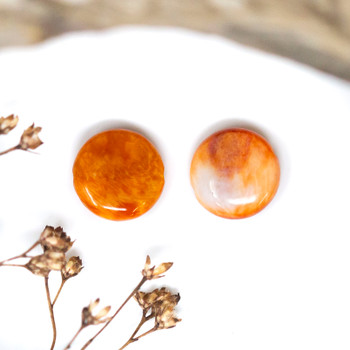 Spiny Oyster Polished 10mm Orange Coin Bead