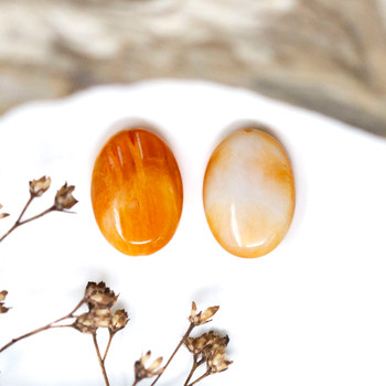 Spiny Oyster Polished 10x14mm Orange Oval Bead