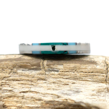 Shell & Mixed Gemstone Inlay Polished 20mm Double Sided Coin