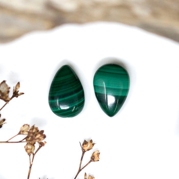Malachite Polished 8x12mm Flat Drop Bead