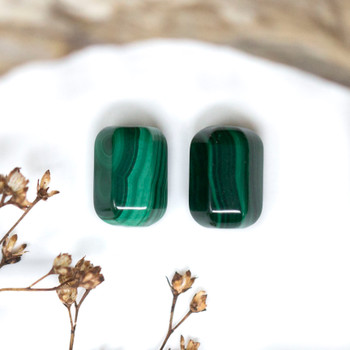 Malachite Polished 8x12mm Hexagon Tube Bead