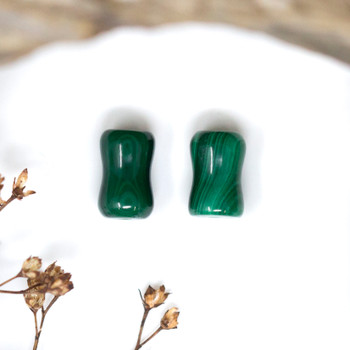 Malachite Polished 6x10mm Pinched Tube Bead
