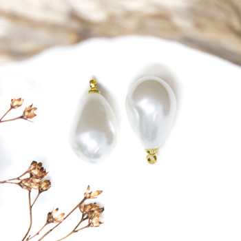 Gold Plated 17x10mm Imitation Pearl Drop Charm