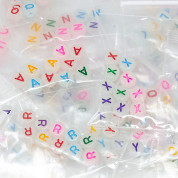 Acrylic Glow in the Dark Multi Colored 7mm Alphabet Beads - 260 Beads - 10 of Each Letter