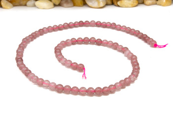 Jade Polished 4mm Round - Dyed Antique Pink