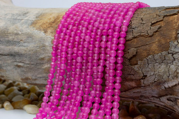 Jade Polished 4mm Round - Dyed Candy Pink
