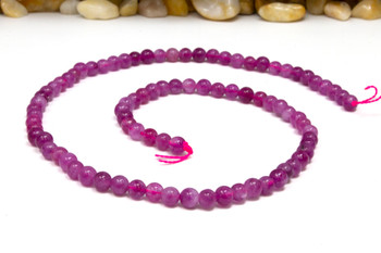 Jade Polished 4mm Round - Dyed Vibrant Pink