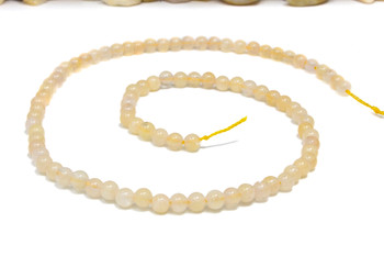 Jade Polished 4mm Round - Dyed Light Buttercup