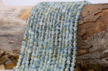 Jade Polished 4mm Round - Dyed Ocean Mist