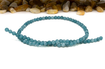 Jade Polished 4mm Round - Dyed Medium Teal