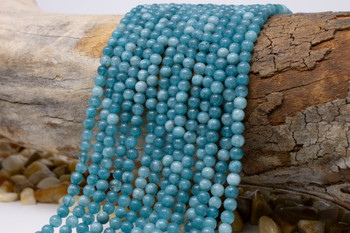 Jade Polished 4mm Round - Dyed Medium Teal