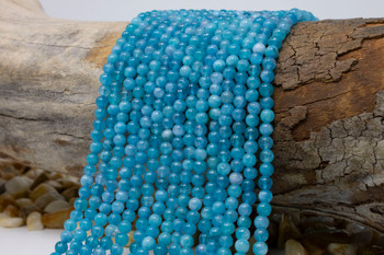 Jade Polished 4mm Round - Dyed Cerulean