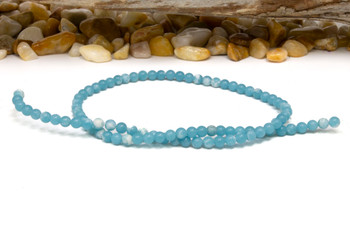 Jade Polished 4mm Round - Dyed Blue Skies