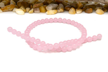 Jade Polished 6mm Round - Dyed Pink