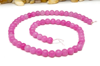Jade Polished 6mm Round - Dyed Candy Pink