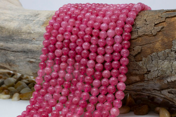 Jade Polished 6mm Round - Dyed Cranberry