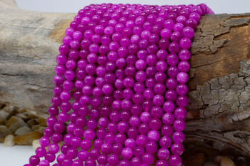 Jade Polished 6mm Round - Dyed Vibrant Pink