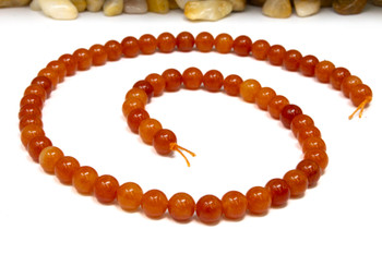 Jade Polished 6mm Round - Dyed Orange Mix