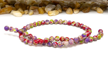 Jade Polished 6mm Round - Dyed Tutti Frutti