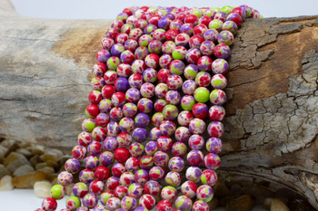 Jade Polished 6mm Round - Dyed Tutti Frutti