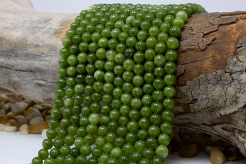 Jade Polished 6mm Round - Dyed Light Olive