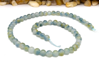 Jade Polished 6mm Round - Dyed Ocean Mist