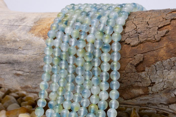 Jade Polished 6mm Round - Dyed Ocean Mist