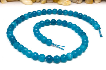 Jade Polished 6mm Round - Dyed Cerulean