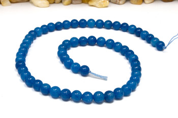 Jade Polished 6mm Round - Dyed Dark Blue Teal