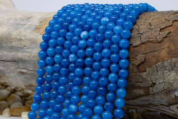 Jade Polished 6mm Round - Dyed Dark Blue Teal