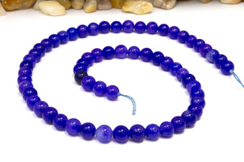 Jade Polished 6mm Round - Dyed Blue Violet