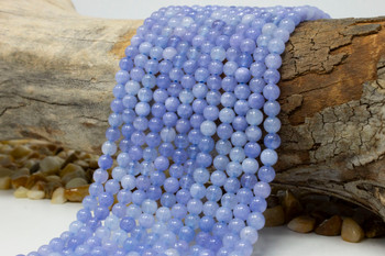 Jade Polished 6mm Round - Dyed Light Blue