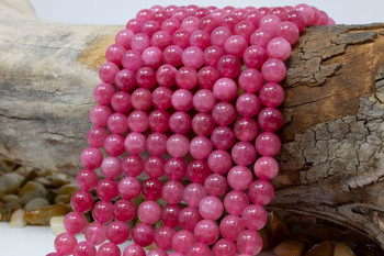 Jade Polished 8mm Round Dyed Cranberry