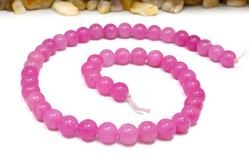 Jade Polished 8mm Round Dyed Candy Pink