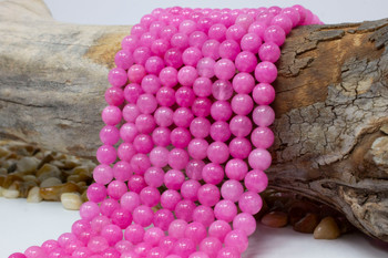 Jade Polished 8mm Round Dyed Candy Pink