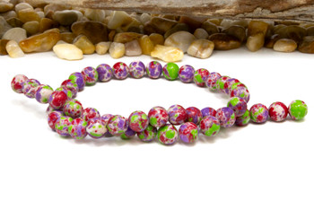 Jade Polished 8mm Round Dyed Tutti Frutti