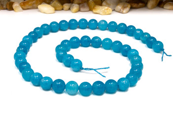 Jade Polished 8mm Round Dyed Cerulean