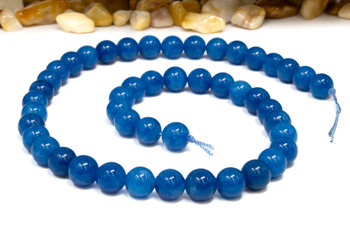 Jade Polished 8mm Round Dyed Dark Blue Teal