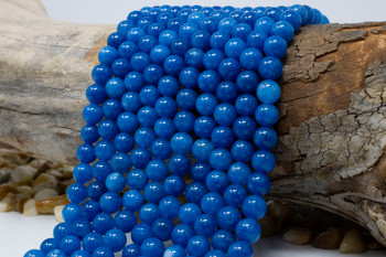 Jade Polished 8mm Round Dyed Dark Blue Teal